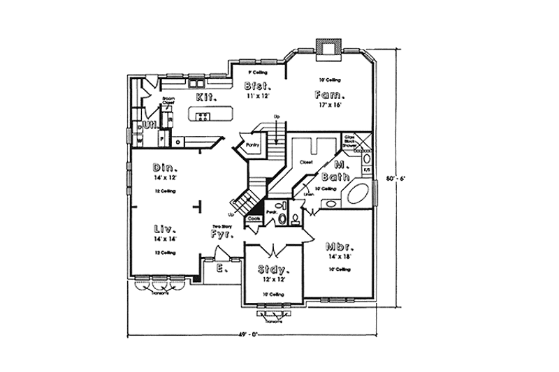 Home Plan - Floor Plan - Main Floor for Country House Plan #974-27 - 4 bed, 3.5 bath