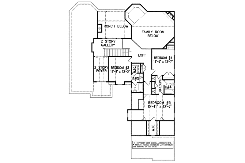House Blueprint - Floor Plan - Upper Floor for Victorian House Plan #54-260 - 5 bed, 4 bath