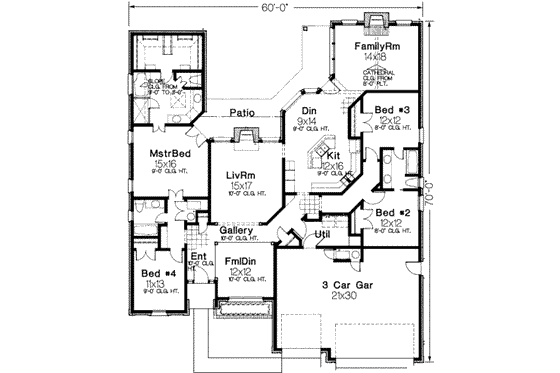 Floor Plan - Main Floor for European House Plan #310-109 - 4 bed, 3 bath