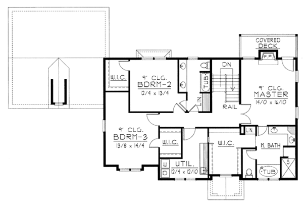 Home Plan - Traditional Floor Plan - Upper Floor Plan #1037-9