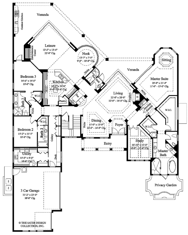 Architectural House Design - Mediterranean Floor Plan - Main Floor Plan #930-193