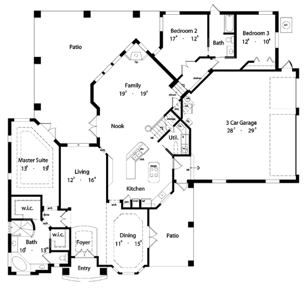 Architectural House Design - Mediterranean Floor Plan - Main Floor Plan #417-752