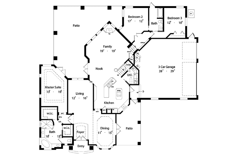 Dream House Plan - Floor Plan - Main Floor for Mediterranean House Plan #417-752 - 4 bed, 3 bath