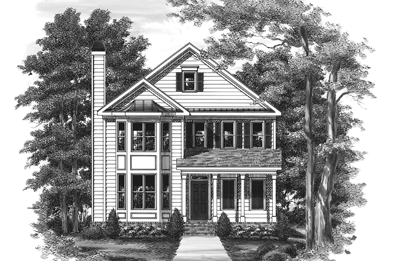House Blueprint - Exterior - Front Elevation 3 for Colonial House Plan #927-790 - 3 bed, 2.5 bath