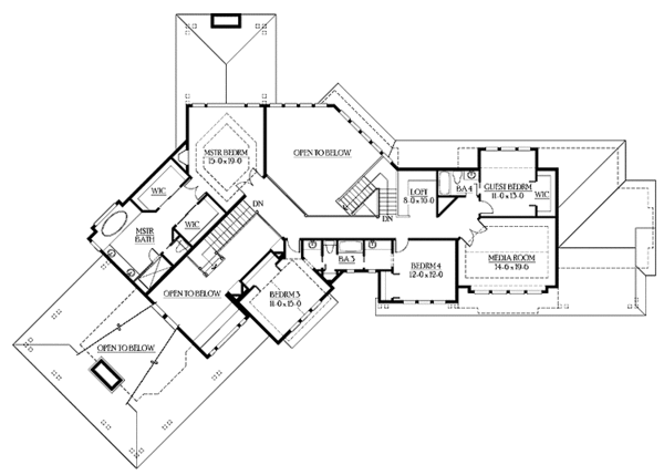 House Blueprint - Craftsman Floor Plan - Upper Floor Plan #132-348