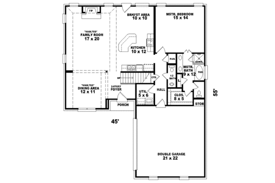 Floor Plan - Main Floor for Traditional House Plan #81-744 - 3 bed, 2.5 bath