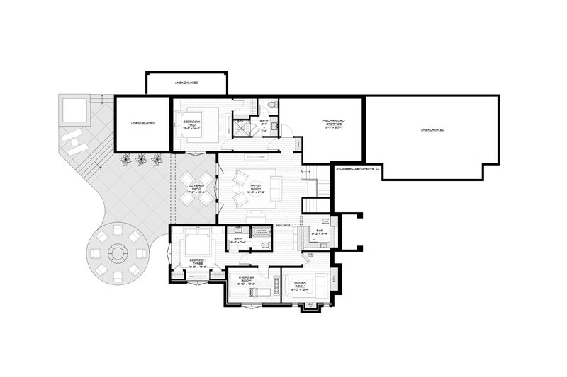 House Design - Floor Plan - Lower Floor for Craftsman House Plan #928-390 - 4 bed, 3.5 bath