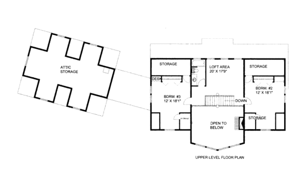 Craftsman Floor Plan - Upper Floor Plan #117-703