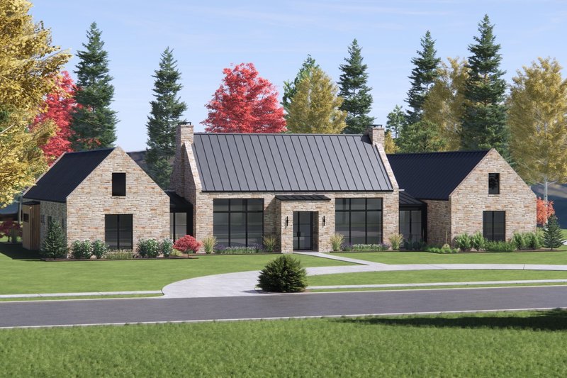 House Plan Design - Exterior - Front Elevation 3 for Modern House Plan #1096-24 - 4 bed, 4.5 bath