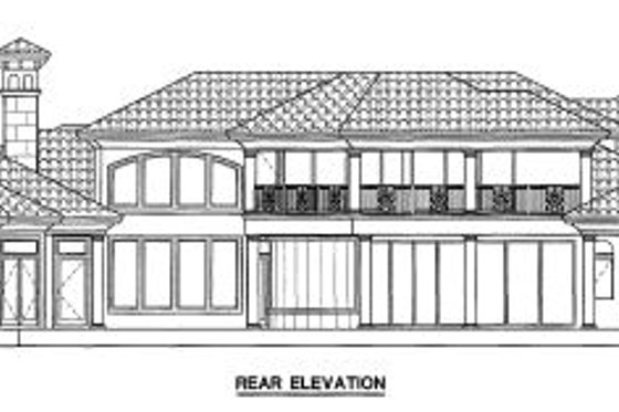 Exterior - Rear Elevation for European House Plan #27-274 - 5 bed, 5.5 bath