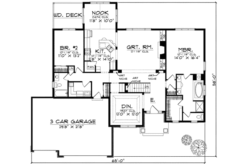 Dream House Plan - Floor Plan - Main Floor for Traditional House Plan #70-607 - 2 bed, 2 bath
