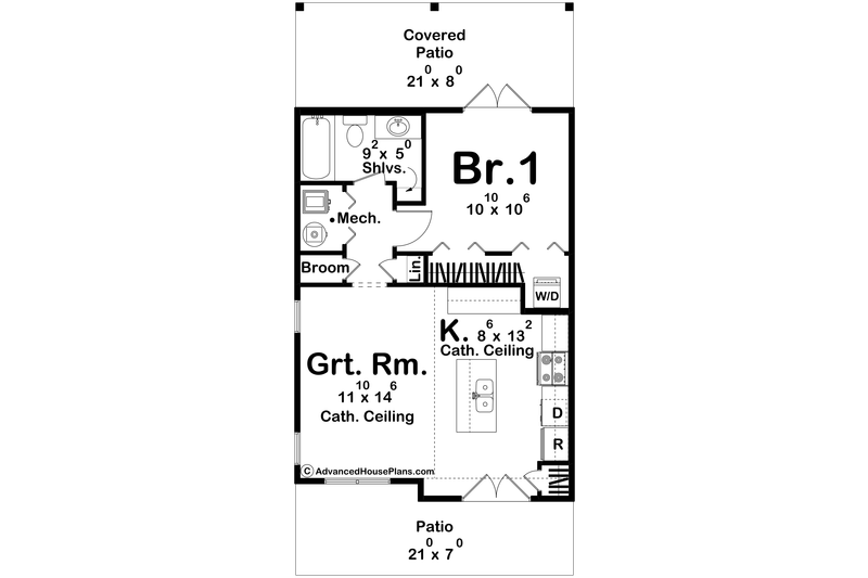 Dream House Plan - Floor Plan - Main Floor for Modern House Plan #455-519 - 1 bed, 1 bath