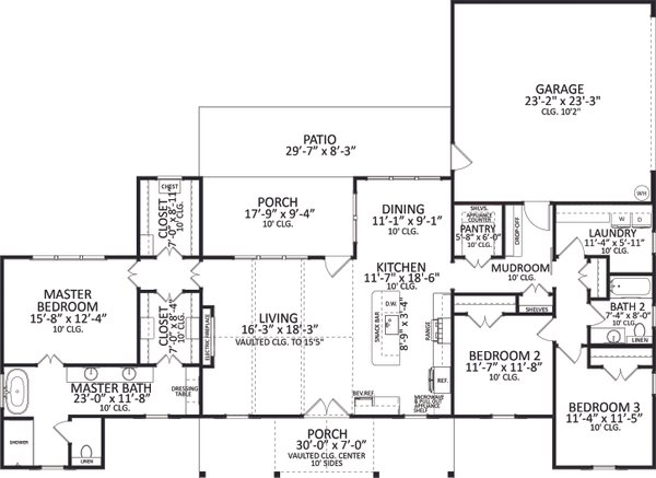Dream House Plan - Farmhouse Floor Plan - Main Floor Plan #406-9670