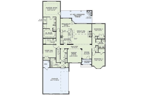 Floor Plan - Main Floor for European House Plan #17-2482 - 4 bed, 3 bath