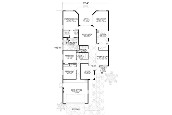 Floor Plan - Main Floor for Mediterranean House Plan #420-261 - 3 bed, 2 bath