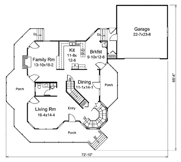 Victorian Floor Plan - Main Floor Plan #57-548
