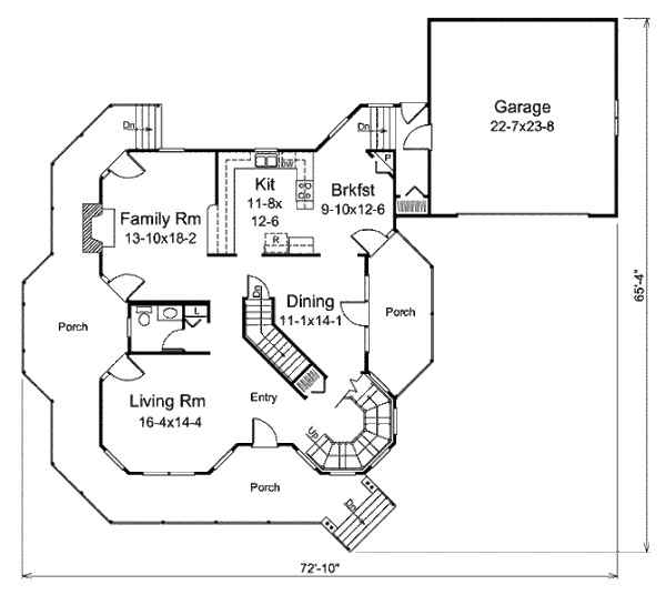 Dream House Plan - Victorian Floor Plan - Main Floor Plan #57-548