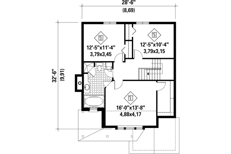 Home Plan - Floor Plan - Upper Floor for Country House Plan #25-4868 - 3 bed, 1 bath