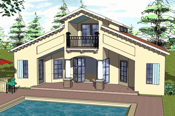 Exterior - Front Elevation for Contemporary House Plan #8-226 - 1 bed, 2 bath