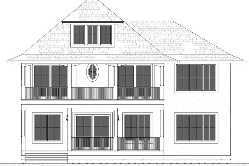 House Plan Design - Exterior - Rear Elevation 1 for Beach House Plan #901-167 - 7 bed, 6.5 bath