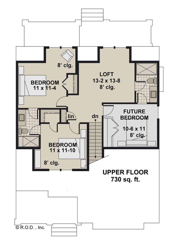 Farmhouse Floor Plan - Upper Floor Plan #51-1455