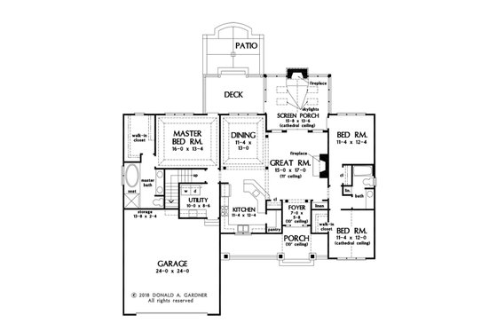 Floor Plan - Main Floor for Craftsman House Plan #929-1078 - 3 bed, 2 bath