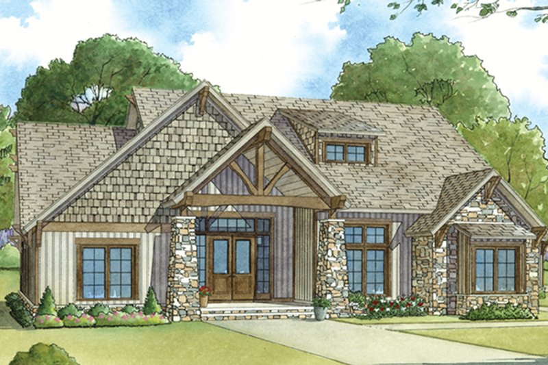 House Plan Design - Exterior - Front Elevation 3 for Ranch House Plan #17-3408 - 5 bed, 3 bath