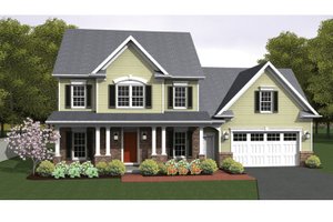 Exterior - Front Elevation 3 for Colonial House Plan #1010-33 - 3 bed, 2.5 bath