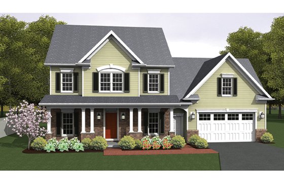 Exterior - Front Elevation 3 for Colonial House Plan #1010-33 - 3 bed, 2.5 bath