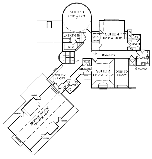 House Plan Design - Country Floor Plan - Upper Floor Plan #453-461