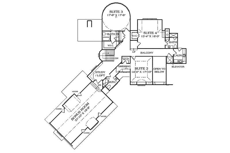 Architectural House Design - Floor Plan - Upper Floor for Country House Plan #453-461 - 5 bed, 5.5 bath