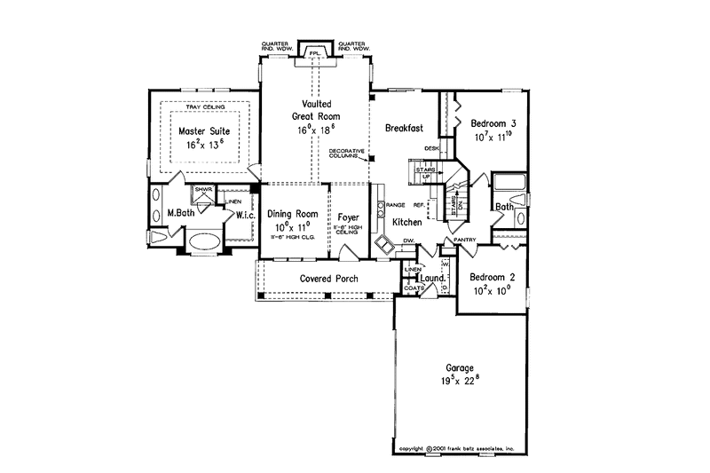 House Blueprint - Floor Plan - Main Floor for Colonial House Plan #927-788 - 3 bed, 2 bath