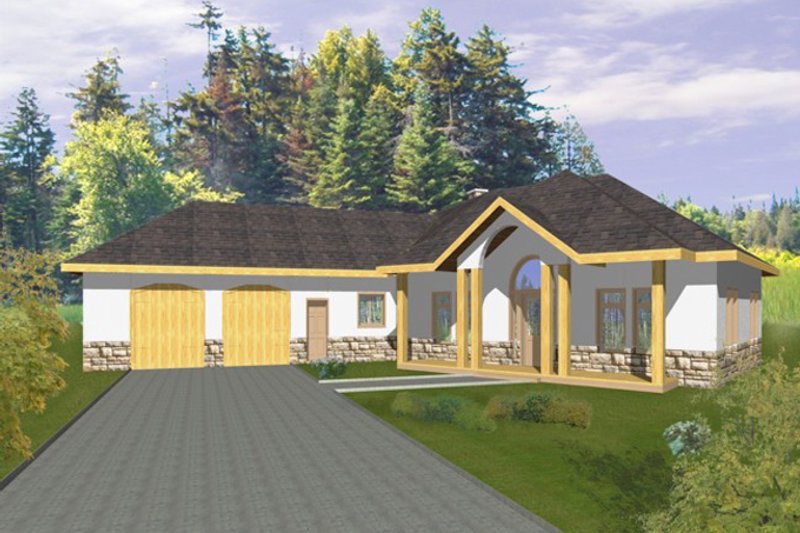 House Design - Adobe / Southwestern Exterior - Front Elevation Plan #117-832