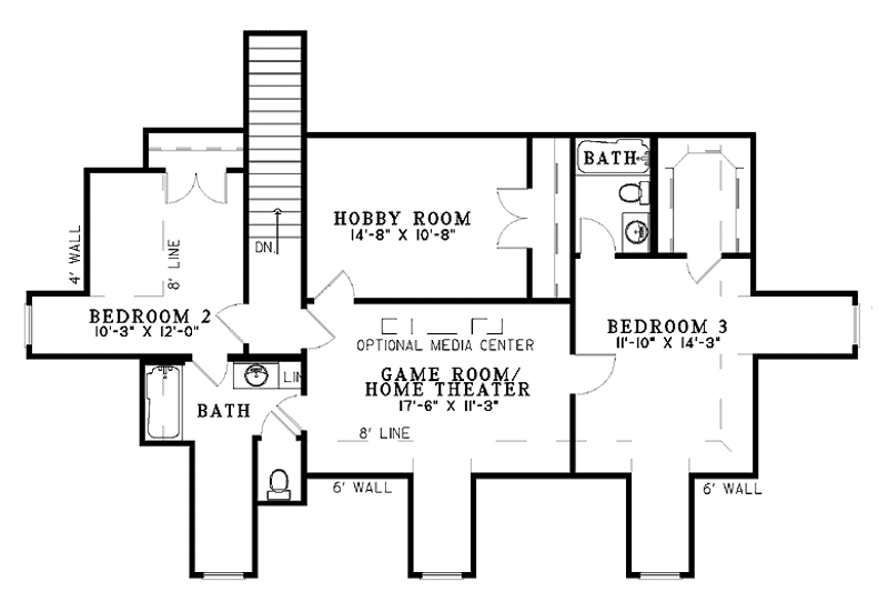 House Plan Design - Floor Plan - Upper Floor for Country House Plan #17-3201 - 3 bed, 4 bath