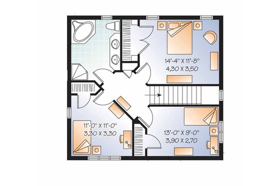 Floor Plan - Upper Floor for Country House Plan #23-2551 - 3 bed, 2 bath