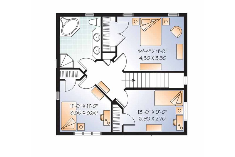 Dream House Plan - Floor Plan - Upper Floor for Country House Plan #23-2551 - 3 bed, 2 bath