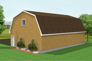 Exterior - Rear Elevation for Barndominium House Plan #75-199, 0 bath