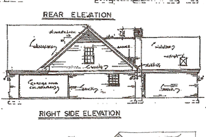 Exterior - Rear Elevation for Country House Plan #34-127 - 3 bed, 3 bath