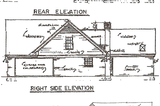 Exterior - Rear Elevation for Country House Plan #34-127 - 3 bed, 3 bath