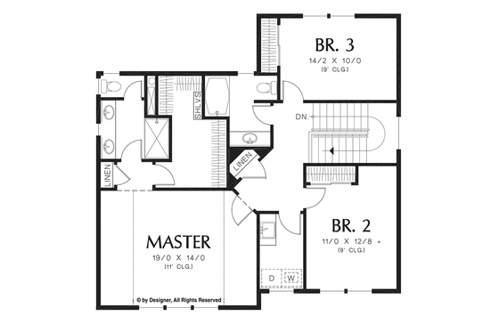 Floor Plan - Upper Floor for Craftsman House Plan #48-919 - 3 bed, 2.5 bath