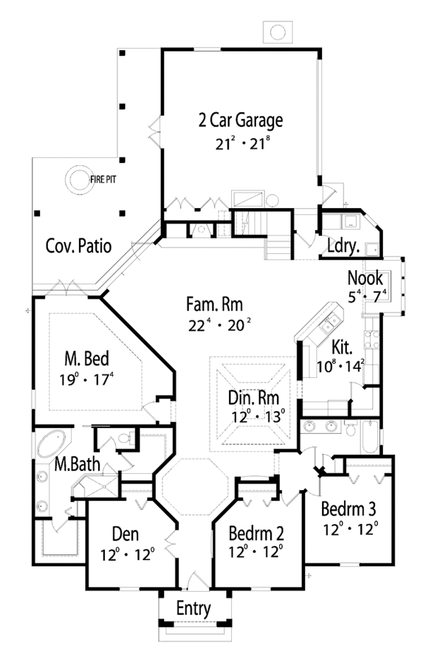 Architectural House Design - Mediterranean Floor Plan - Main Floor Plan #417-747