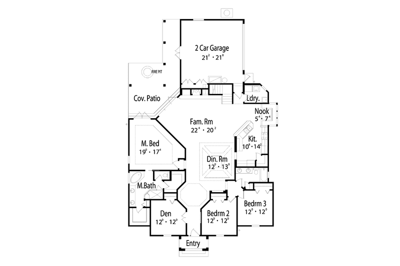 House Blueprint - Floor Plan - Main Floor for Mediterranean House Plan #417-747 - 3 bed, 3 bath