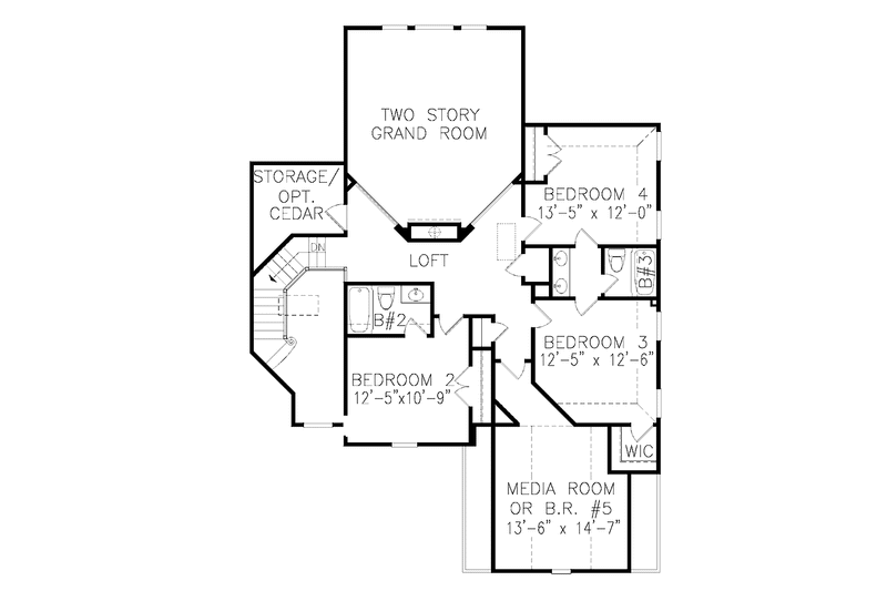Dream House Plan - Floor Plan - Upper Floor for European House Plan #54-290 - 4 bed, 3.5 bath