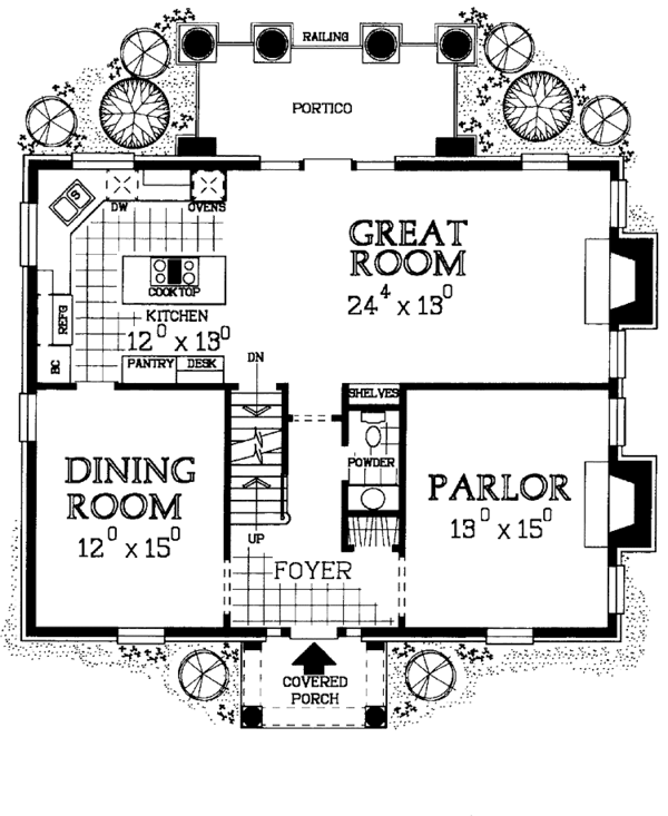 Home Plan - Classical Floor Plan - Main Floor Plan #72-978