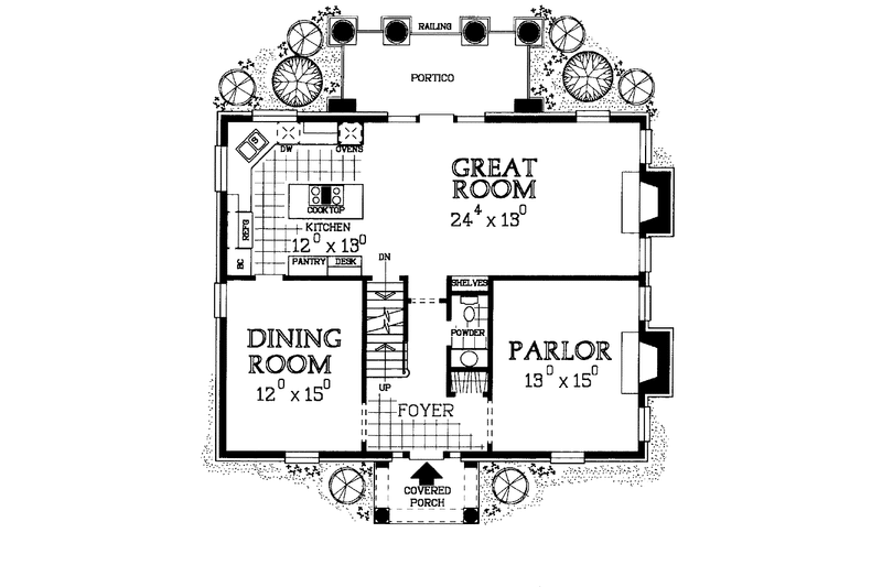 House Design - Floor Plan - Main Floor for Classical House Plan #72-978 - 3 bed, 2.5 bath