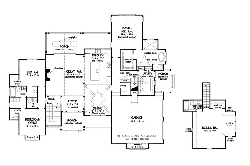 House Design - Floor Plan - Main Floor for Farmhouse House Plan #929-1186 - 5 bed, 4.5 bath