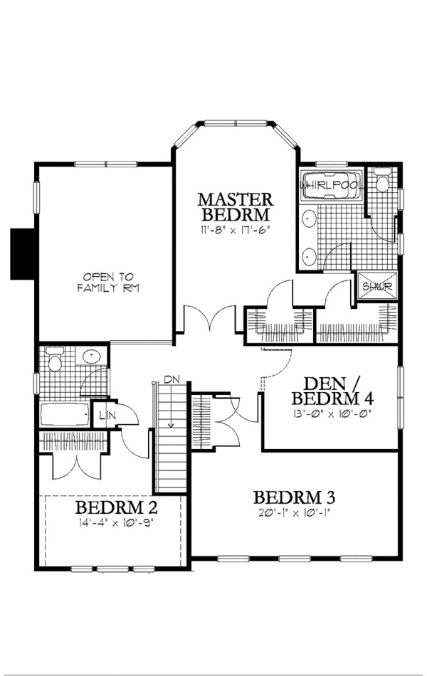 House Design - Traditional Floor Plan - Upper Floor Plan #1029-56