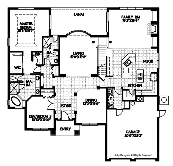 Architectural House Design - Mediterranean Floor Plan - Main Floor Plan #999-105