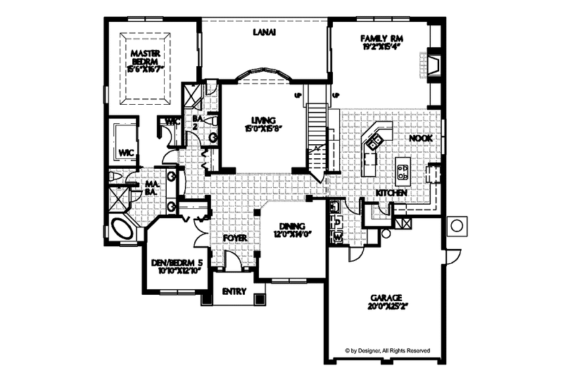Home Plan - Floor Plan - Main Floor for Mediterranean House Plan #999-105 - 5 bed, 3 bath