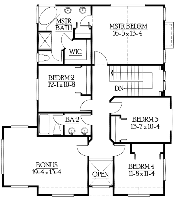 House Plan Design - Craftsman Floor Plan - Upper Floor Plan #132-362
